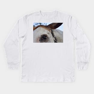 WHITE TB MARE Kids Long Sleeve T-Shirt